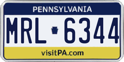 PA license plate MRL6344