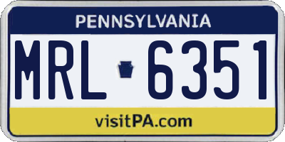 PA license plate MRL6351