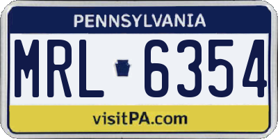 PA license plate MRL6354