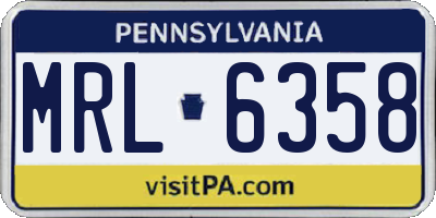 PA license plate MRL6358