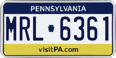 PA license plate MRL6361
