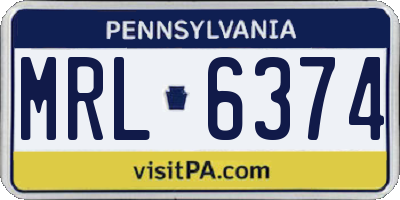 PA license plate MRL6374