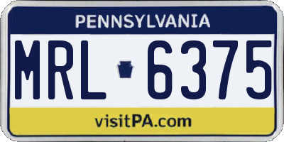 PA license plate MRL6375