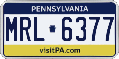 PA license plate MRL6377
