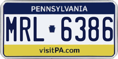 PA license plate MRL6386