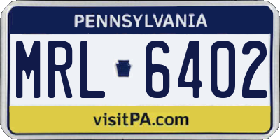 PA license plate MRL6402