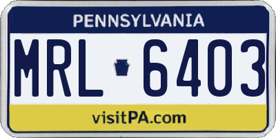 PA license plate MRL6403