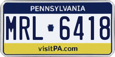 PA license plate MRL6418