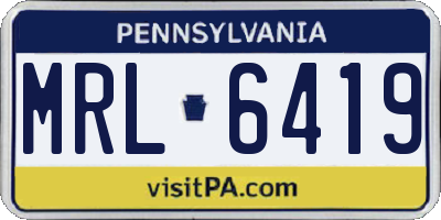PA license plate MRL6419