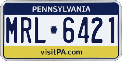 PA license plate MRL6421