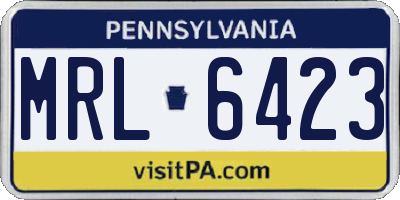 PA license plate MRL6423