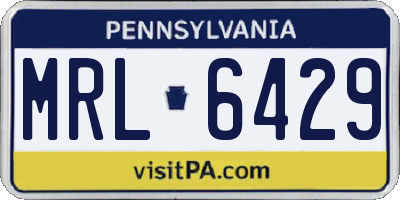 PA license plate MRL6429