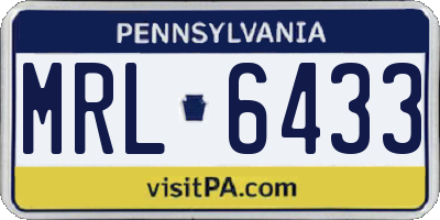PA license plate MRL6433