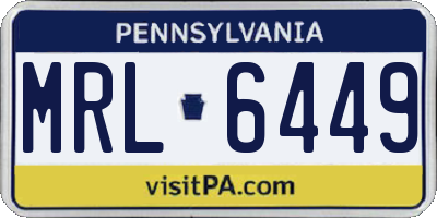 PA license plate MRL6449