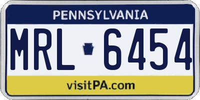 PA license plate MRL6454