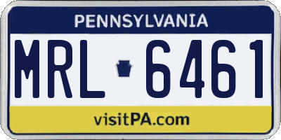 PA license plate MRL6461