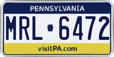 PA license plate MRL6472