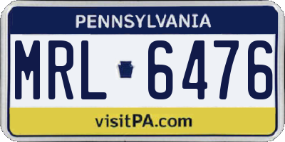PA license plate MRL6476