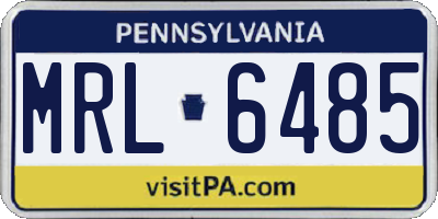 PA license plate MRL6485