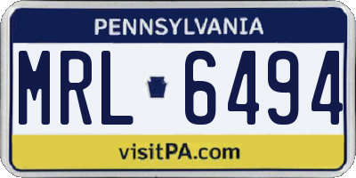 PA license plate MRL6494