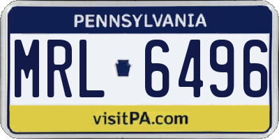 PA license plate MRL6496
