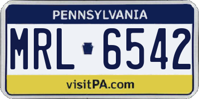 PA license plate MRL6542