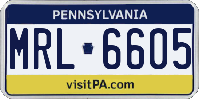 PA license plate MRL6605
