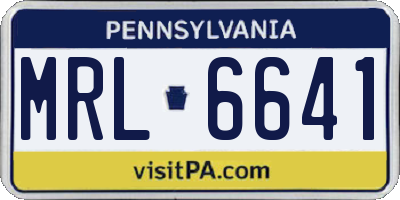 PA license plate MRL6641