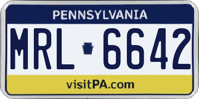 PA license plate MRL6642