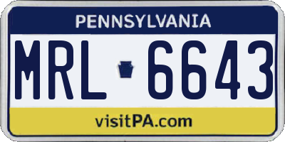 PA license plate MRL6643