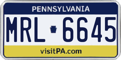 PA license plate MRL6645