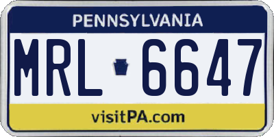 PA license plate MRL6647