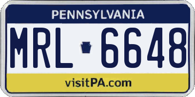 PA license plate MRL6648