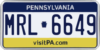 PA license plate MRL6649