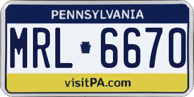 PA license plate MRL6670