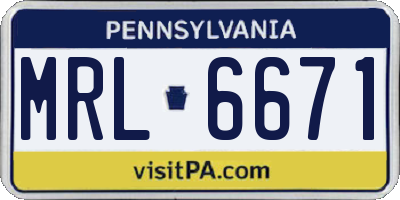 PA license plate MRL6671