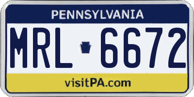 PA license plate MRL6672