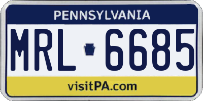 PA license plate MRL6685