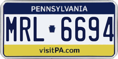 PA license plate MRL6694