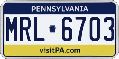 PA license plate MRL6703