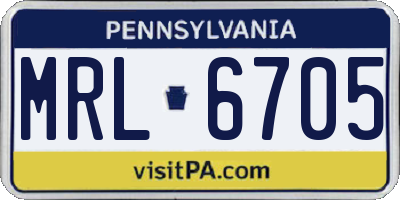 PA license plate MRL6705