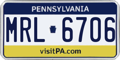 PA license plate MRL6706