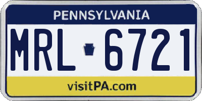 PA license plate MRL6721