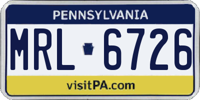 PA license plate MRL6726