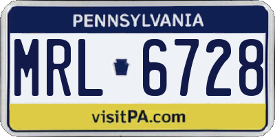 PA license plate MRL6728