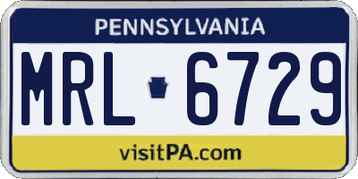 PA license plate MRL6729