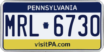 PA license plate MRL6730