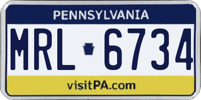 PA license plate MRL6734