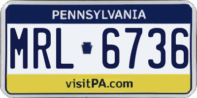 PA license plate MRL6736