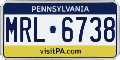 PA license plate MRL6738